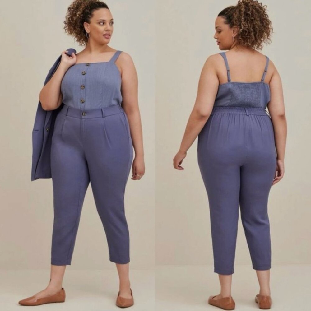New Torrid Gray Linen Blend High Rise Taper Pants size‎ 18 Office